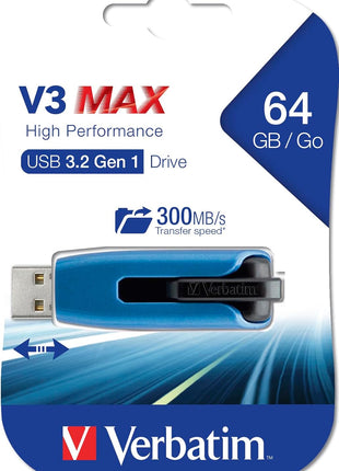 Verbatim Store 'n' Go V3 Max USB 3.0 Drive (49807), Black, Blue