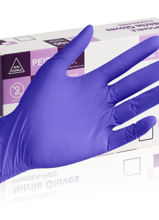 PEIPU Nitrile Gloves,Disposable Cleaning Gloves,(Medium, 100-Count) Powder Free, Latex Free,Rubber Free,Ultra-Strong,Food Handling Use, Single Use Non-Sterile Protective Gloves