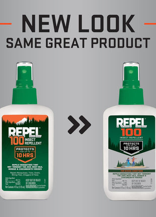 Repel 100 Insect Repellent, 4 Ounces, With DEET, 10-Hour Protection Long-Lasting Insect Repellent Pump Spray Repels Mosquitoes, Ticks, Gnats, Biting Flies, Chiggers And Fleas