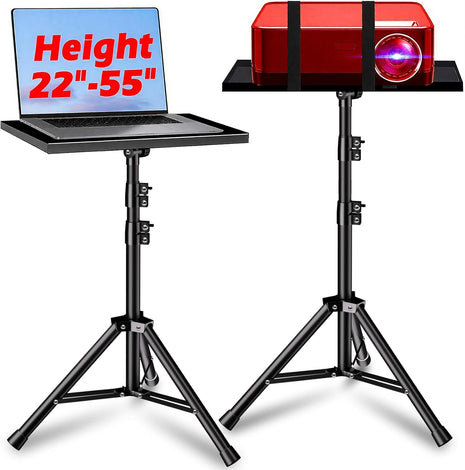 REHOSEUP Projector Stand, 33LB Load Bearing & 22-55 inch Height Adjustable, for Projector/Laptop/DJ Gear, Outdoor/Office/Studio - Stable Base (Black)