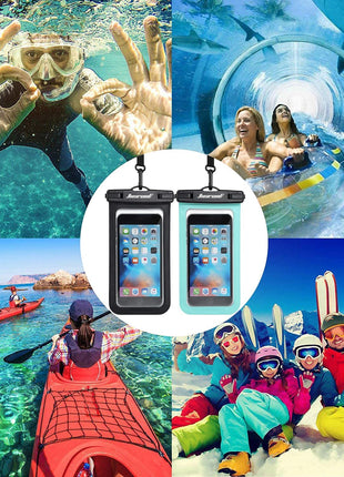 Hiearcool Waterproof Phone Pouch, IPX8 Waterproof Phone Case for iPhone 17/16/15/14 Pro Max, Cell Phone Dry Bag for Beach & Cruise Essentials, Touch Screen, Lanyard Included, 2 Pack (Fits Up to 8.9")