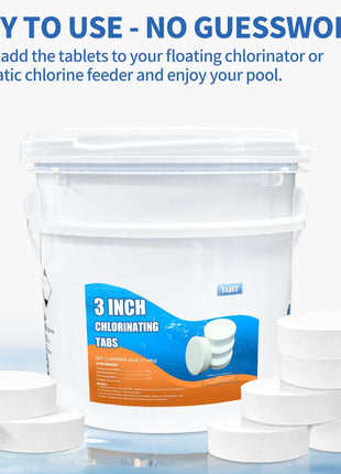 Chlorine Tablets 3 inch 25 Pounds, TABIT Swimming Pool Long Lasting Chlorinating Tablets, Slow Dissolving, Tri-Chlor for Swim Pool, Hot Tubs, Spa