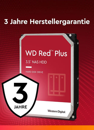 Western Digital 6TB WD Red Plus NAS Internal Hard Drive HDD - 5400 RPM, SATA 6 Gb/s, CMR, 256 MB Cache, 3.5" -WD60EFPX
