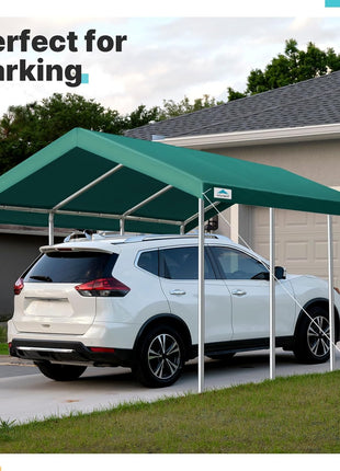 ADVANCE OUTDOOR 10x20 ft Heavy Duty Carport Potable Car Canopy Garage Party Tent Boat Shelter, Adjustable Height from 9.5 ft to 11 ft, Green