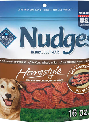 Blue Buffalo Nudges Grillers Natural Dog Treats, Made in the USA with Real Steak, 16-oz Bag