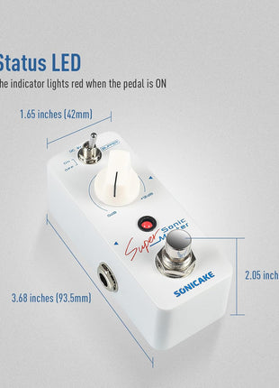 SONICAKE Clean Boost Pedal with Buffer and ? Gain, Mini Pure Boost Guitar Bass Effects Pedal - Sonic Super Master