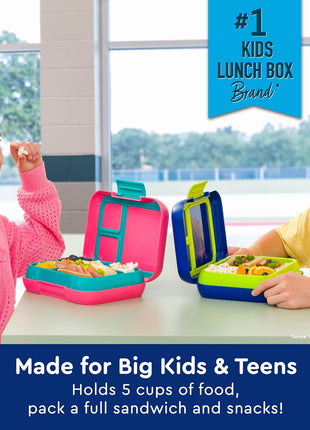 Bentgo Pop Leak-Proof 3-4 Compartment Bento-Style Lunch Box | For Kids Ages 8+ & Teens, 5-Cup Capacity, Removable Divider, Microwave & Dishwasher Safe, BPA-Free (Navy Blue/Chartreuse)