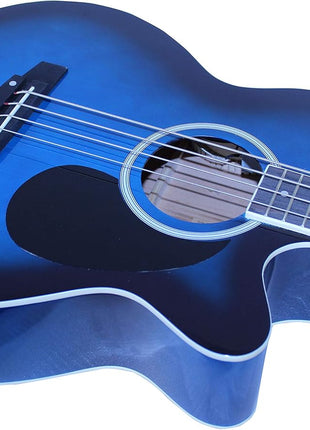 Vizcaya Full Size 4 Strings Cutaway Acoustic-Electric Bass Guitar With 4-Band Equalizer,5mm Padding Gig Bag,Strap, Picks-Blue