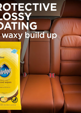 Pledge Expert Care Enhancing Wood Wipes, Lemon Scent, 24 Count