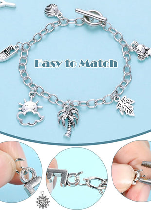 Highergo 469 Pcs Bangles Bracelet Making Kit Link Chain Bracelet Charms with OT Toggle Clasp DIY