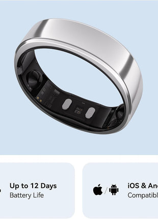 RingConn Gen 2 Smart Ring - Sleep Apnea Monitoring(Silver, Size 12)