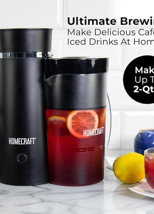 Homecraft Electric Iced Tea Maker for Sweet Tea and Cold Brew Coffee, Double Insulated Pitcher, Black, Small
