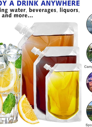 Cruise Liquor Flask Kit for Travel,Concealable and Reusable Rum Runner Alcohol Juice Travel Plastic Flasks Liquor Bags for Sneak Drink 4 x 32 oz  3 x 16 oz  3 x 8 oz  funnel