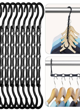 HOUSE DAY Black Magic Space Saving Hangers 10 Pack, Premium Smart Hanger Hooks, Sturdy Cascading Hangers with 5 Holes for Heavy Clothes, Closet Organizers and Storage, College Dorm Room Essentials