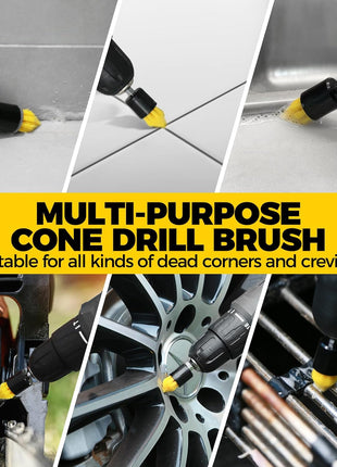 Holikme 6Pack Drill Brush Power Scrubber Cleaning Brush Extended Long Attachment Set All Purpose Drill Scrub Brushes Kit for Grout, Floor, Tub, Bathroom and Kitchen Surface,Scratch Brushes(Yellow)