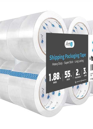 Art3d 6 Rolls Carton Sealing Tape Heavy Duty, Clear Packing Tape, 1.88 inch x 55 yds, 2 mil Thick