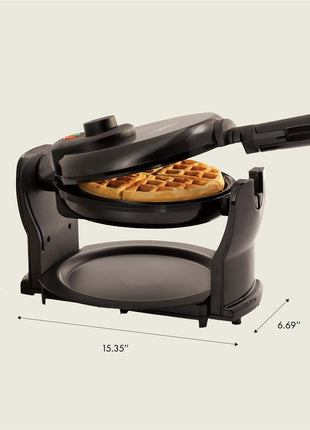 BELLA Classic Rotating Belgian Waffle Maker with Nonstick Plates, Removable Drip Tray, Adjustable Browning Control and Cool Touch Handles, Black