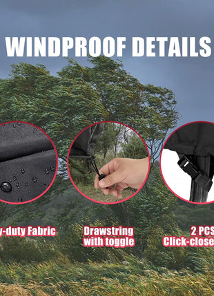 WLEAFJ Fire Pit Cover - Round, 22-34 Inch, Heavy Duty Oxford Fabric, Waterproof