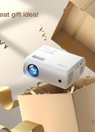 Mini Projector, CLOKOWE 2024 Upgraded Portable Projector with 9000 Lux and Full HD 1080P, Movie Projector Compatible with iOS/Android Phone/Tablet/Laptop/PC/TV Stick/Box/USB Drive/Game Console