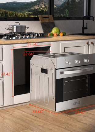 Empava 24" Electric Single Wall Oven with 6 Cooking Functions | Mechanical Knobs Control in Stainless Steel