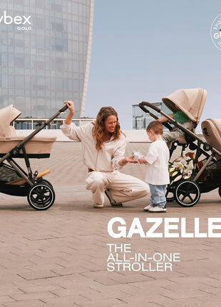 Cybex Gazelle S All-in-One Toddler and Baby Stroller with Over 20 Modular Configurations, Ergonomic Near-Flat Recline, Shopper Basket, and Compact Fold, Moon Black, Silver Frame