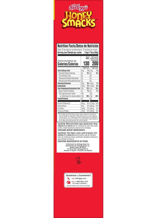 Kellogg's Honey Smacks Breakfast Cereal, Made with Whole Grain, Kids Snacks, Large Size, Original, 15.3oz Box (1 Box)