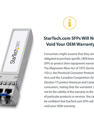 StarTech.com Cisco Meraki MA-SFP-1GB-SX Compatible SFP Module - 1000BASE-SX - 1GbE MMF Optic Transceiver - LC 550m - 850nm - DDM Cisco Meraki MS225, MX400 (MASFP1GBSXST)