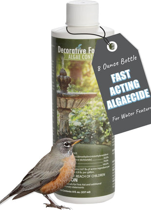 Fountain Algaecide and Clarifier - 8oz - Kills and Inhibits All Types of Algae Growth, Formulated for Small Ponds and Water Features, Treats up to 8,000 Gallons