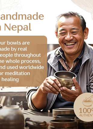 Handmade Tibetan Etched Singing Bowl Set? Sound Bowl & Meditation Bowl with Cushion, Mallet & Guide? Yoga Kit? Stress Relief Tools? Ancient Himalayan Meditation Tools