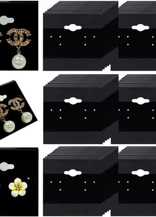 Adorox 200 Piece Black Earring Card Holders with Back Hook – Perfect for Earring Display and Organization