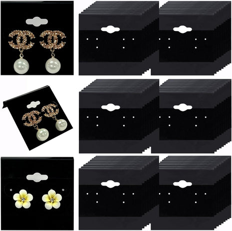Adorox 200 Piece Black Earring Card Holders with Back Hook – Perfect for Earring Display and Organization