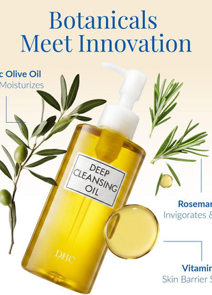 DHC Deep Cleansing Oil, Makeup Remover, Gentle Oil Cleanser, 4.1 oz | Facial Cleansing Oil, Blackhead Remover, Cleanses without Clogging Pores, Residue-Free, Fragrance and Colorant Free