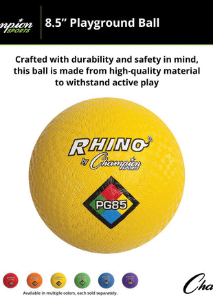 Champion Sports Playground Balls – Single Balls & Sets, Multiple Colors, Durable Nylon-Wound Construction for Kickball & Indoor/Outdoor Play