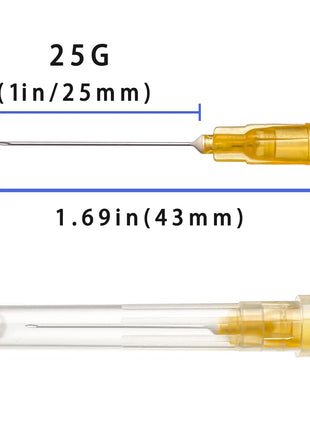 100Pack 25Ga 1 inch Needles(25mm) Luer Lock Lab Dispensing Accessories for Measuring,Refilling Inks