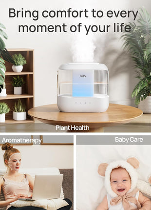 DREO 4L Humidifiers for Bedroom, 36H Runtime, 28 dB Quiet, HM311 | Easy to Refill & Clean, BPA-Free, Nightlight, Supersized Air Humidifiers for Large Room, Baby Nurseries, Plants, Indoor