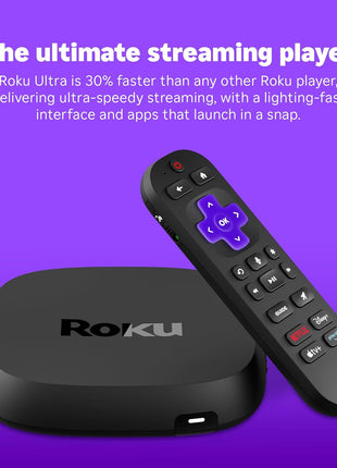 Roku Ultra - Ultimate Streaming Player - 4K Streaming Device for TV with HDR10+, Dolby Vision & Atmos - Bluetooth & Wi-Fi 6 - Rechargeable Voice Remote Pro with Backlit Buttons - Free & Live TV