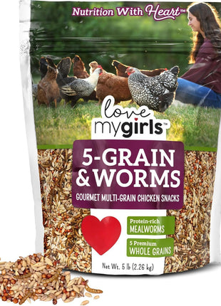 Love My Girls: Chicken Snacks - Pumpkin & Worms - 2lb Bag - Global Harvest, Gourmet Multi-Grain Treats, Corn-Free, Nutritious & Protein Rich Mealworms