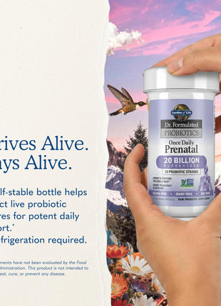Garden of Life Dr. Formulated Probiotics Once Daily Prenatal - Acidophilus and Bifidobacteria Probiotic Support for Mom and Baby – Shelf Stable - Gluten, Dairy, and Soy-Free - 30 Vegetarian Capsules