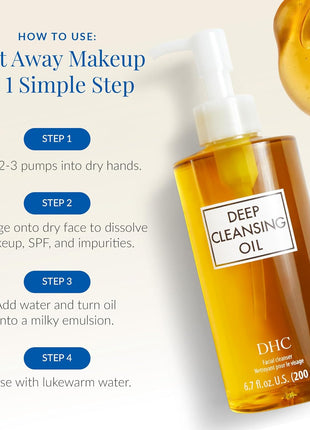 DHC Deep Cleansing Oil, Makeup Remover, Gentle Oil Cleanser, 4.1 oz | Facial Cleansing Oil, Blackhead Remover, Cleanses without Clogging Pores, Residue-Free, Fragrance and Colorant Free