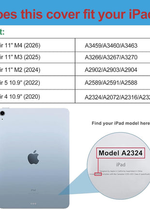 ProCase Smart Case for iPad Air 11-inch M4/M3/M2 & Air 10.9 5th/4th Gen | Hard Back Cover with Auto Sleep/Wake, Slim Lightweight Case for iPad Air 11" 2026/25/24 & 10.9" 2022/2020-Navy