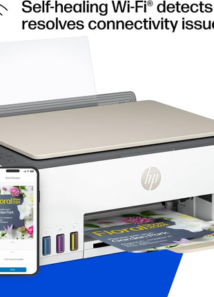 HP Smart Tank 5000 Wireless All-in-One Ink Tank Printer, Scanner, Copier with 2 Years of Ink Included, Best-for-Home, Cartridge-Free, Refillable and AI-Enabled. (5D1B6A)