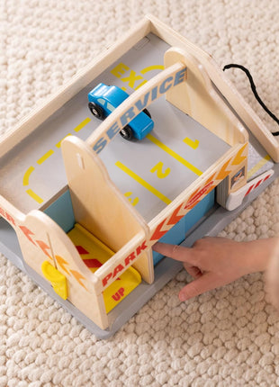 Melissa & Doug Service Station Parking Garage with 2 Wooden Cars and Drive-Thru Car Wash