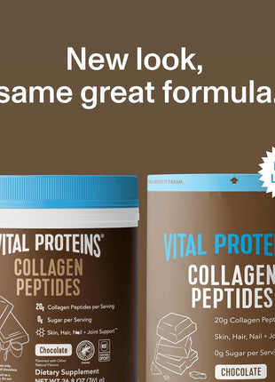Vital Proteins Collagen Peptides Powder, Chocolate, 26.8oz | Grass-Fed Collagen Peptides, Supports Hair Skin & Nails, Bones & Joints, Chocolate Flavor, 28 Servings
