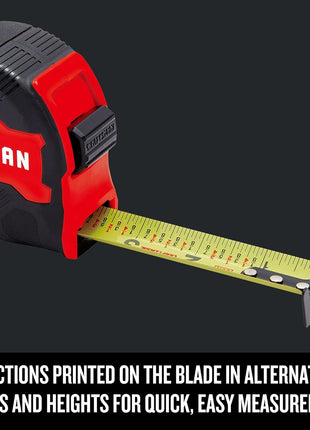 CRAFTSMAN 25-Ft Tape Measure with Fraction Marketing, Retractable, Manual-Locking Blade (CMHT37443S)
