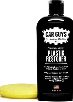 CAR GUYS Plastic Restorer | Bring Plastic, Rubber, and Vinyl Back to Life! | User Friendly Trim Restorer | Safe Auto Detailing Supplies | 8 Oz Kit with Foam Applicator