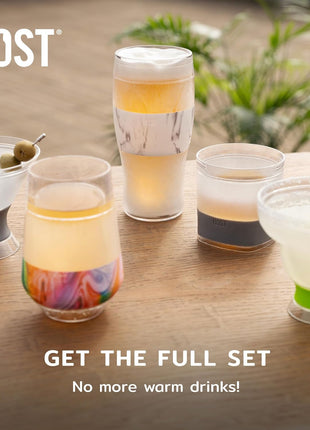 Host Freeze Beer Glasses, Freezable Beer Gifts for Men, Double Wall Insulated Pint Set, Tumbler for Cold Drinks, 16, Set of 2, Gray