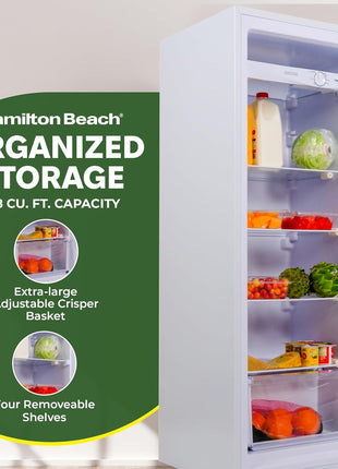 Hamilton Beach HBFRF6892-WHITE HBFRF6892 Upright Convertible Fridge/Freezer-Reversible Door-Removable Glass Shelves-Adjustable Controls-6.8 cu ft, White