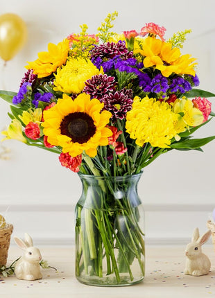Benchmark Bouquets - Flowering Fields Sunflower Bouquet - Fresh Flowers for Delivery - Real Flowers in a Vase - Birthday Flowers for Women - Congratulations Gift (Glass Vase Included)