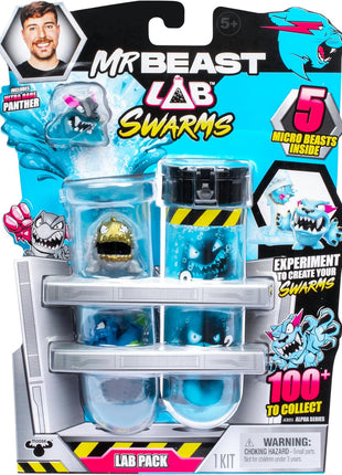 MrBeast Lab Swarms Lab Pack, Experiment By Adding Water, Shaking Test Tube & Revealing 5 PK of 1" MrBeast Collectible Characters, 100+ to Collect, Look Out for the Limited Edition Hyperchrome Panther