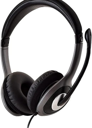 V7 HU521 Deluxe USB Stereo Headphones with Microphone - Black & Grey